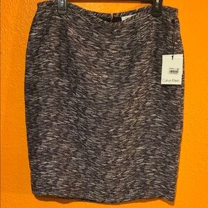 Calvin Klein Marled Black & Gray Knit Pencil Skirt